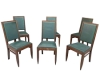 AD 19218 Gaston Poisson, ensemble de six chaises Art Déco en chêne vers 1930/1940