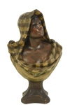 AD 1403 Buste Orientaliste En Platre Polychrome Circa 1900