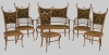 AD 1917 Salon Art Nouveau composé de 6 sièges, 1 banquette, 2 fauteuils et 3 chaises circa 1900.