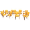 AD 1097 Série de 10 fauteuils Art Deco en chêne et cuir
