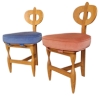 MOD 2011 Guillerme et Chambron paire de rares chaises tripodes. Edition Votre Maison