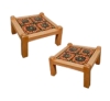 MOD 20213 Guillerme et Chambron, paire de tables d&#039;appoint en chêne et céramique