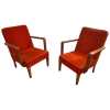 AD 1389 Paire de fauteuils Art Deco armchairs en chêne et velours