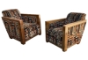 AD 1922 2 grands et profonds fauteuils Art Déco en acajou vers 1930.