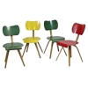 MOD 1492  4 chaises Bow Wood numéro 4, en frêne et bois laqué, Éditions Steiner circa 1950