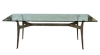 MOD 1955 Jacques Quinet (att.à) grande table avec piètement en métal et plateau en  verre circa 1970