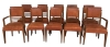 AD 1812  Suite de 9 chaises et 2 fauteuils Art Deco en acajou et cuir