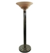 AD 696 JEAN PERZEL ,RARE ET EXEPTIONEL LAMPADAIRE, MODELE 32 , EN BRONZE NICKELE.LES COUPES SONT EN CRISTAL SAUMONE.