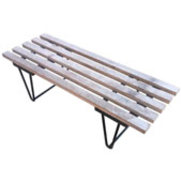 MOD 1072 Petit banc en métal laqué et bois teinté vers 1950.