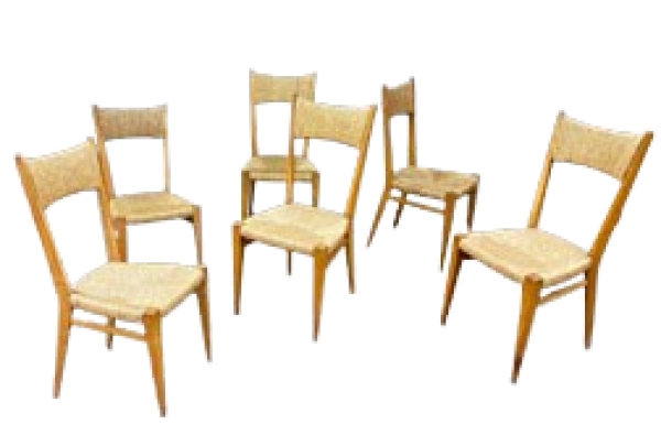 MOD 1685 série de 6 chaises reconstruction en chêne