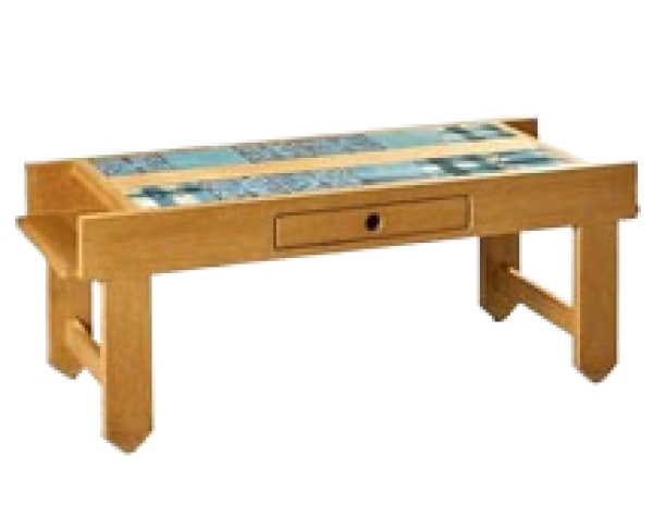 MOD 1874 Guillerme Et Chambron, table d'Appoint En Chêne Et Ceramique