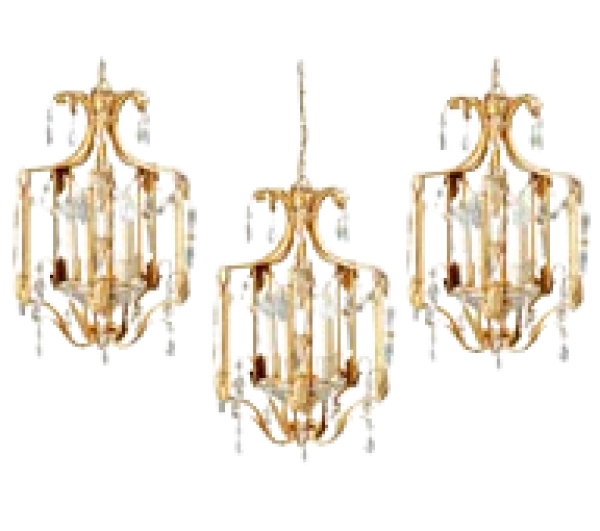 MOD 1581 Maison Baguès, Suite de 3 lanternes en métal doré