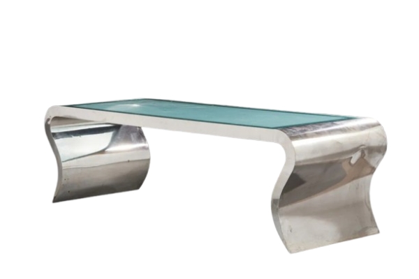 MOD 2033 Bureau design en feuille de métal chromé et plié circa 1970/1980