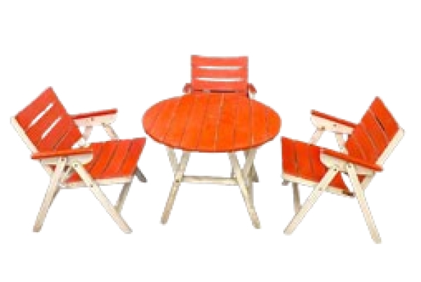 MOD 1653 Ensemble de mobilier de jardin laqué blanc et rouge