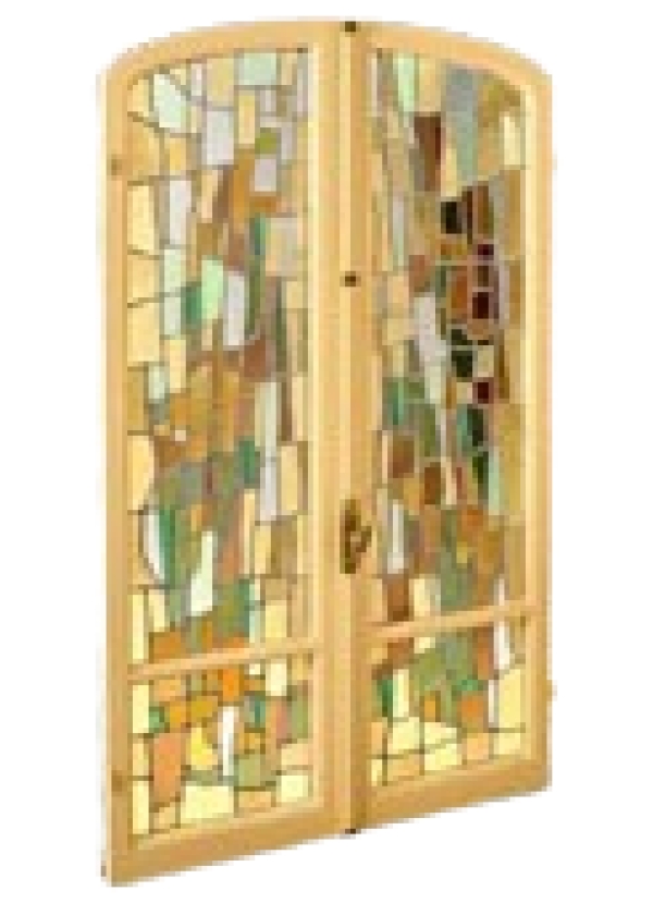 MOD 1884 Henry Lhotellier 2 Vitraux abstraits avec leurs bâtis