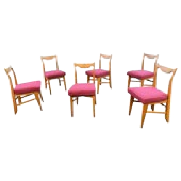 MOD 1474 ROBERT GUILLERME ET JACQUES CHAMBRON, série de 6 chaises en chêne