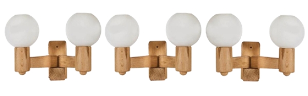 MOD 1991 Guillerme et Chambron suite de 3 appliques en chêne