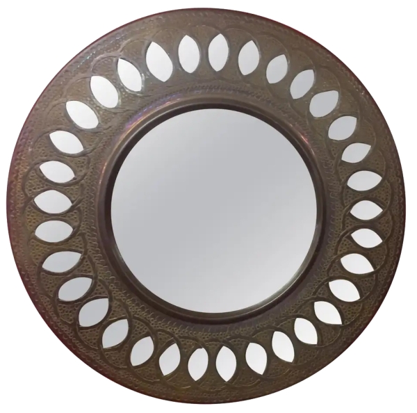 MOD 1271 Miroir En Cuivre Martelé Circa 1950