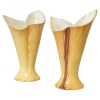 MOD 2096 J.M FAUX (Vallauris) paire de vase cornets en faience à décor imitant le bois d'olivier