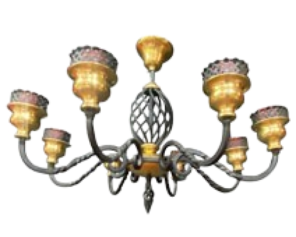 MOD 1725 Lustre en métal laqué et laiton, vers 1950.