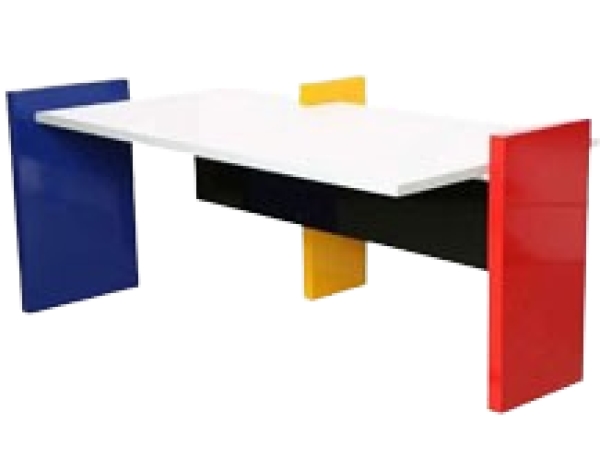 MOD 1662 Danilo Silvestrin, bureau en bois laqué Hommage à Mondrian