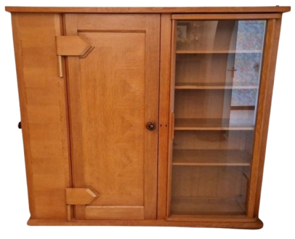 2012 Guillerme et Chambon, rare armoire en chêne massif. Edition Votre Maison, vers 1970