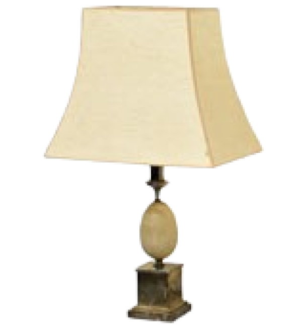 MOD 1219 Philippe Barbier Paire de lampes en acier et travertin