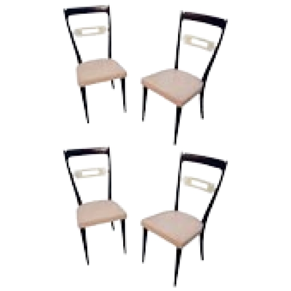 MOD 1071 Consorzio Sedie Friuli, série de 4 chaises en hêtre teinté