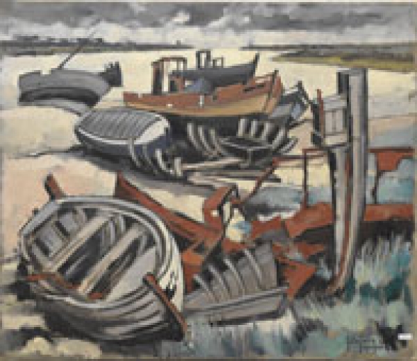 MOD 1542 Huile sur toile signée Jean Dufour Vieilles carcasses