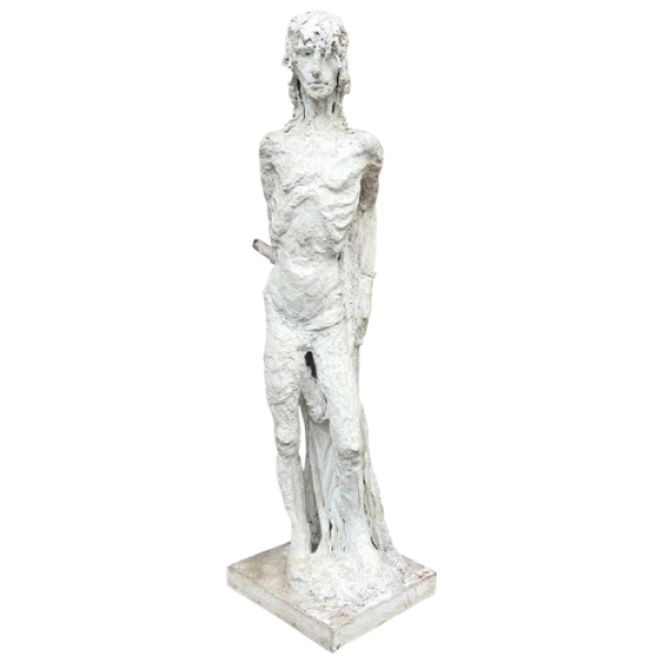 MOD 1531 Marcel Delmotte, statue en plâtre et tissus vers 1960