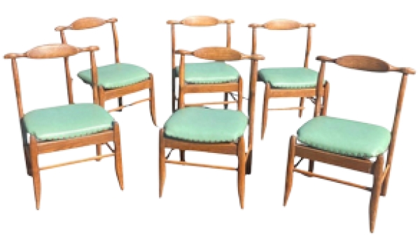 MOD 1897 Guillerme et Chambron, Série de 6 chaises Fumay en chëne.