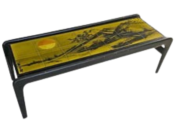 MOD 1845 Table basse en bois laqué et carreaux de céramique, circa 1960