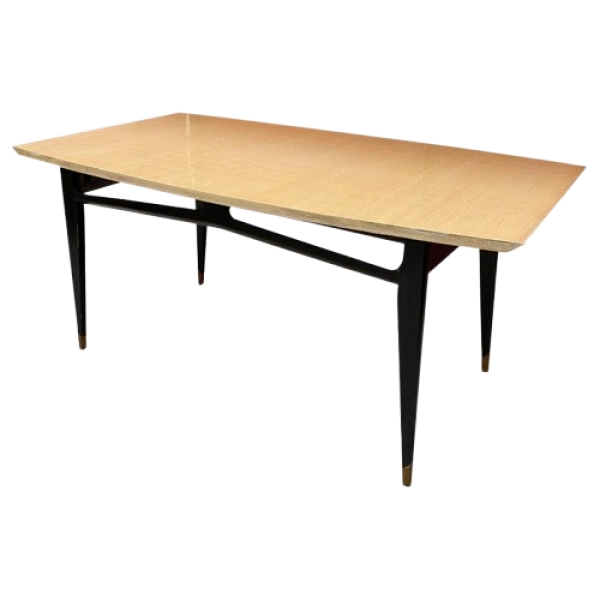 MOD 1398 Table En Frene, Bois Noirci Et Laiton Style De La Maison Raphael