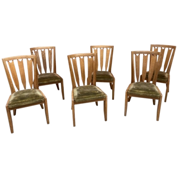 MOD 14111 Guillerme et Chambron, série de six chaises en chêne.