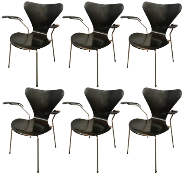 MOD 1401 ARNE JACOBSEN .Série de 6 Fauteuils serie 7