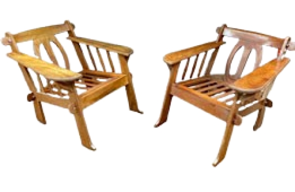 MOD 1735 Paire De Fauteuils De Style Arts And Crafts En Teck