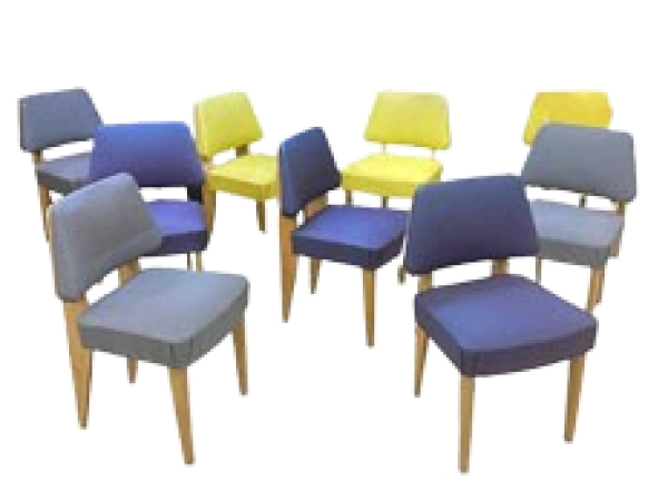 MOD 16015 Suite De 9 Chaises époque Reconstruction En Orme Et Stratifié