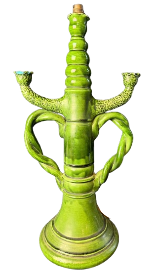 MOD 2076 VALLAURIS. Grande lampe en faïence émaillée