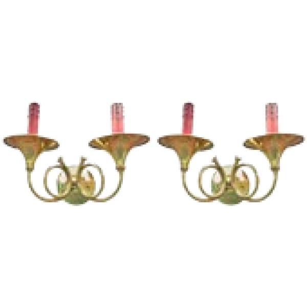 MOD 1081 Paire d'appliques en laiton à décor de chasse.