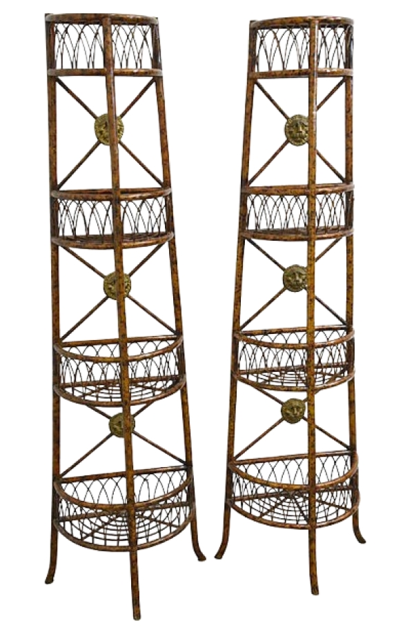 MOD 13111 2 Etagères en bambou et métal doré